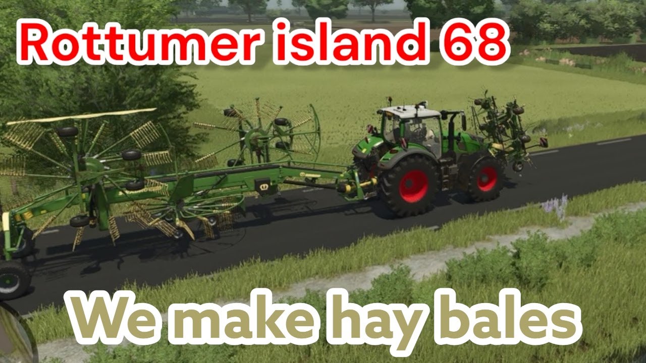 Rottumer island 68 Mowing For Hay bales, and selling Wool