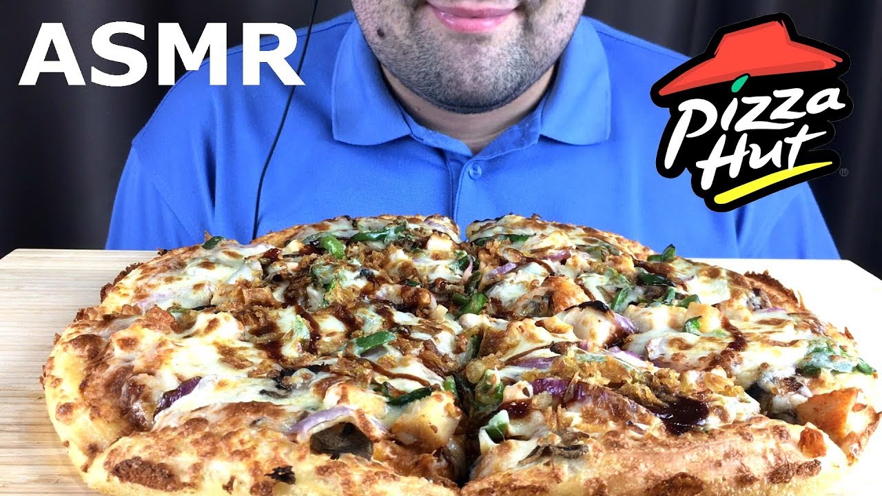 ASMR PIZZA HUT | CHEESY CHICKEN BBQ PIZZA (Eating Sounds) Mukbang 먹방 *NO TALKING*