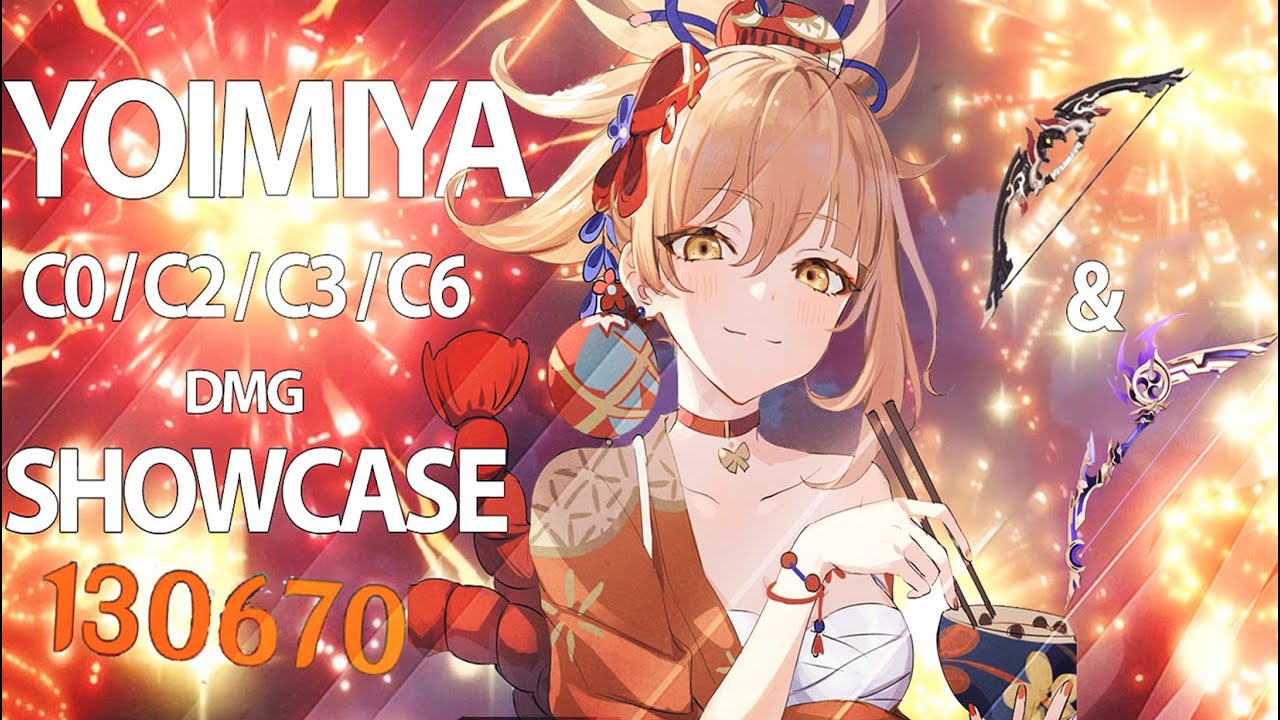 YOIMIYA C0 C2 C3 C6 DMG SHOWCASE | RUST R5 VS THUNDERING PULSE | GENSHIN IMPACT