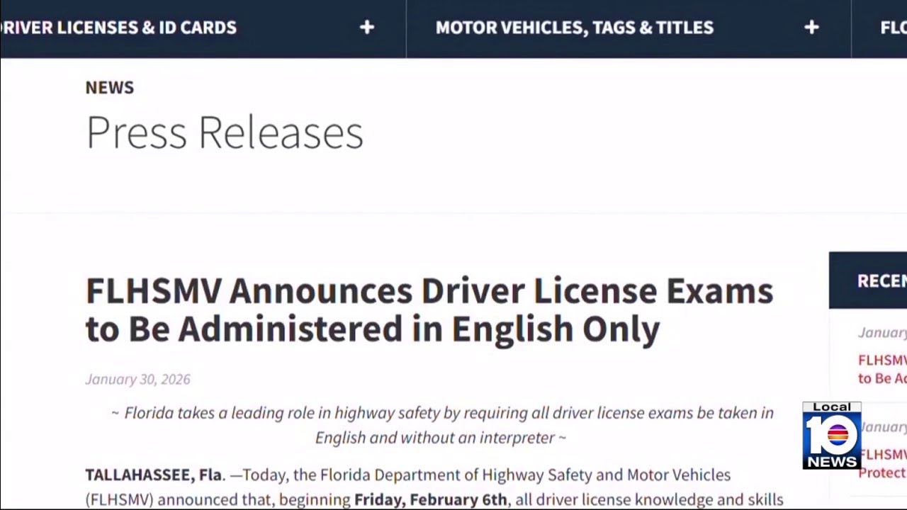 All Florida driver’s license exams now available only in English