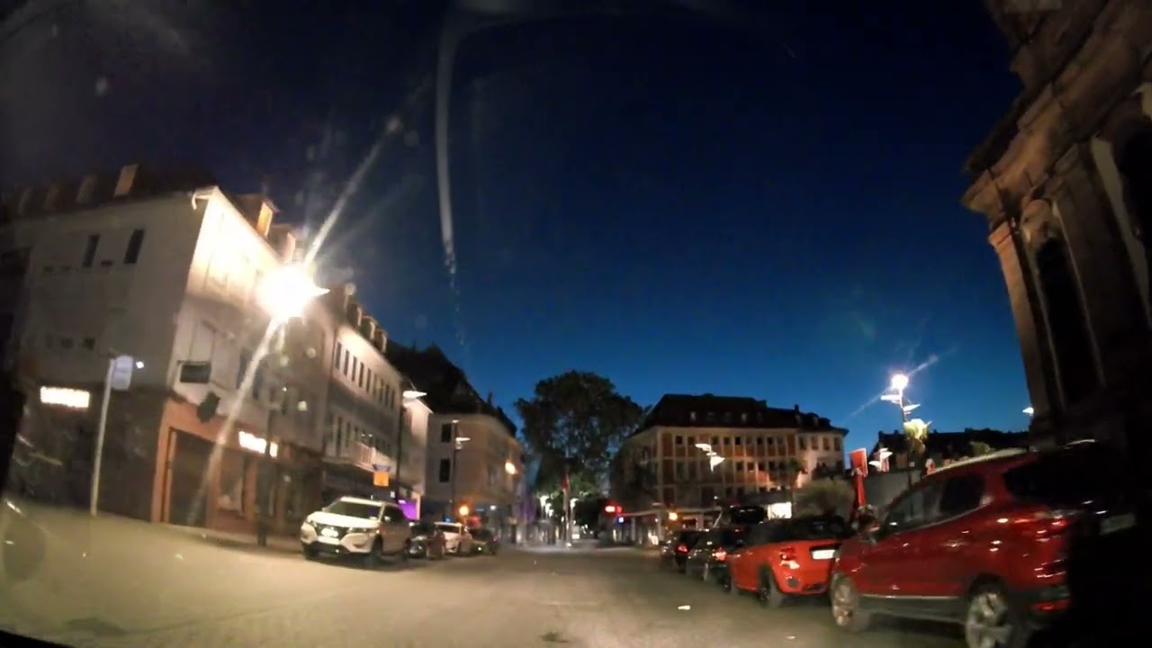 Worms Am Rhein, Stadtfahrt bei Nacht 2023, Autofahren in Deutschland