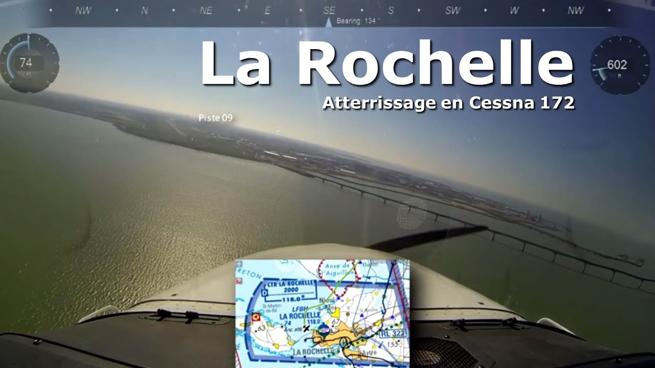 Atterrissage La Rochelle (Cessna 172 w/ ATC communications subtitled)