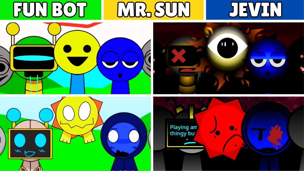 Incredibox Sprunki but TRIO (FUN BOT, MR. SUN, JEVIN) From Top 40 Mods