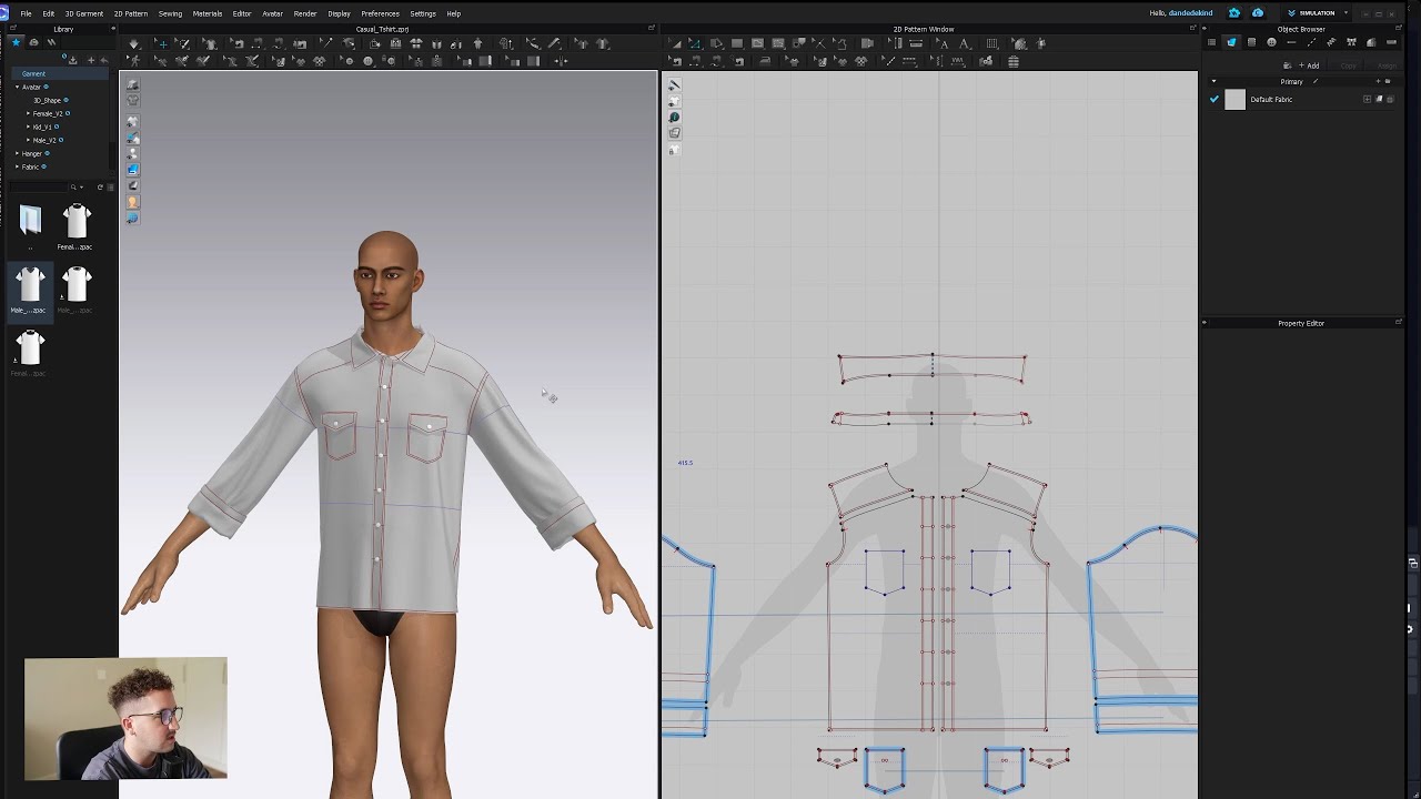 Creating a Casual Collar Tshirt in CLO3D/ Marvelous Designer - Tutorial