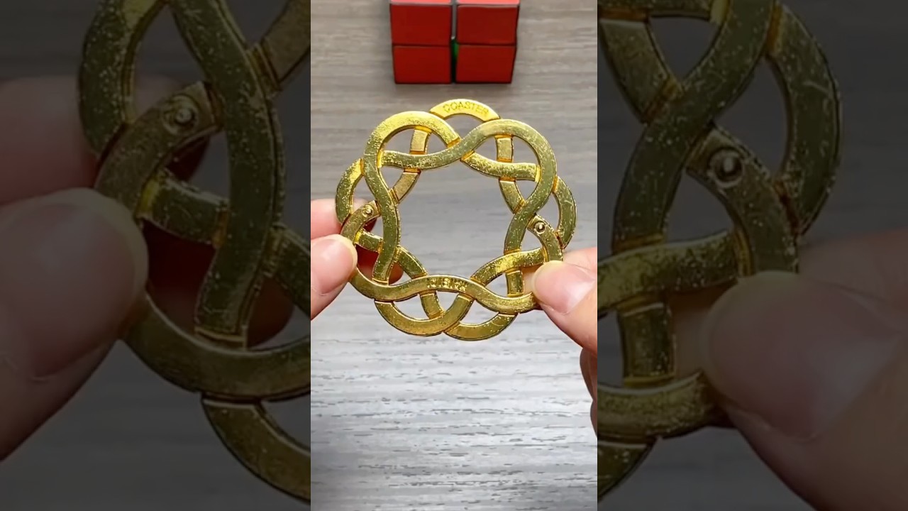 How to solve the Golden Chinese Knot Metal Puzzle#puzzle#brainteaser#challenge#iqtest