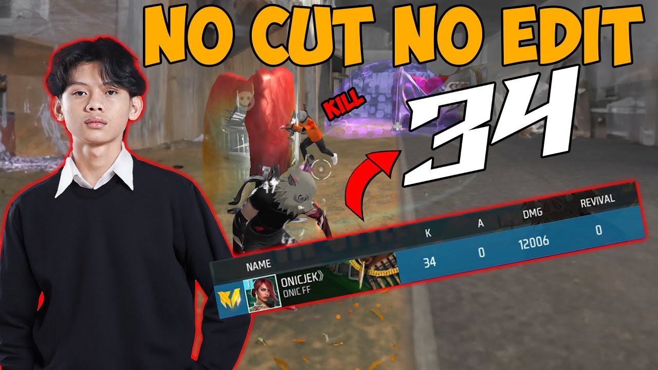 KILL 34 SOLO VS SQUAD !!! NO CUT NO EDIT BY ONIC JEKK - Freefire