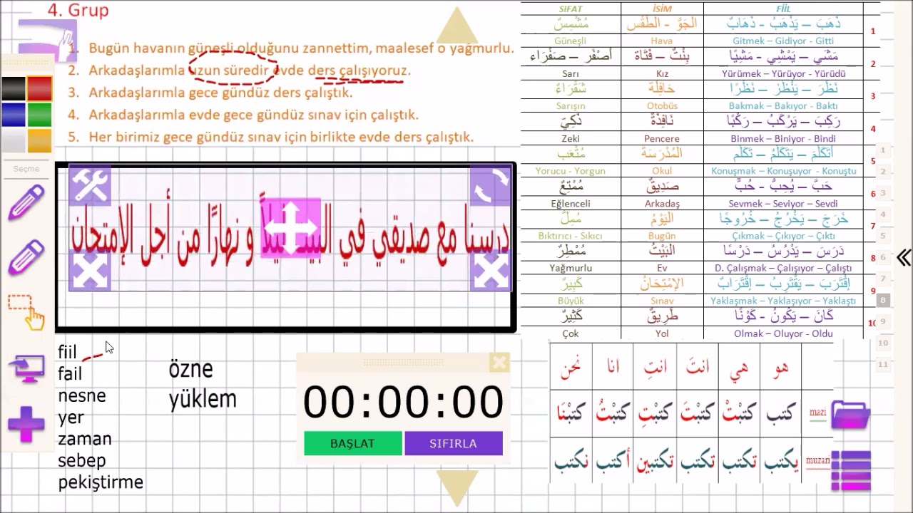 10 Fiil 10 İsim 10 Sıfatla 50  Arapça Cümle - 1 - 4