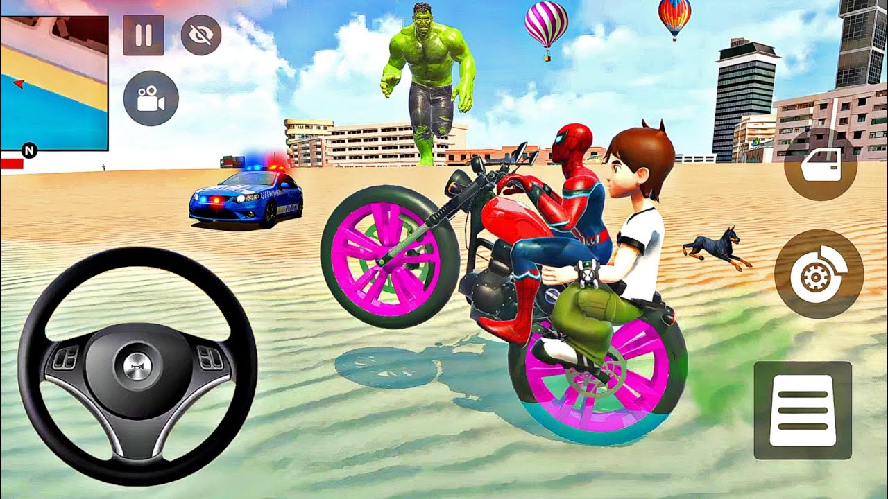 🦚 Indian Thift Auto🔥 Monster Spiderman & Ben 🔟 Buy Super Car 3D Game🏎️ Lot's of Police Car 🎉Hulk Run