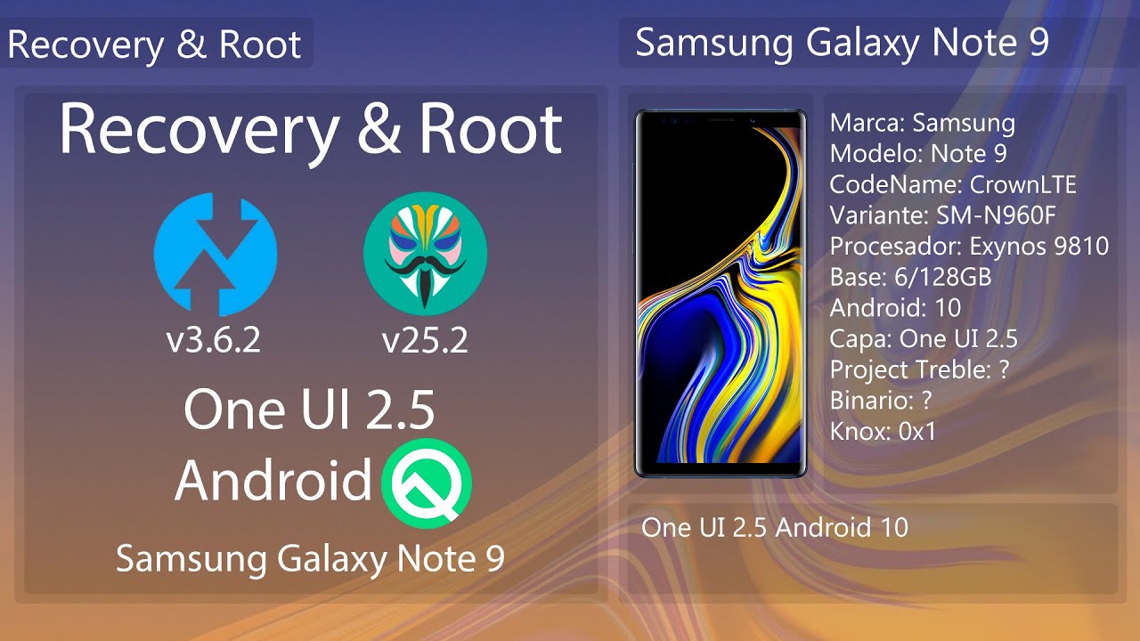 Recovery y Root One UI 2.5 Android 10 - Samsung Galaxy Note 9 Exynos