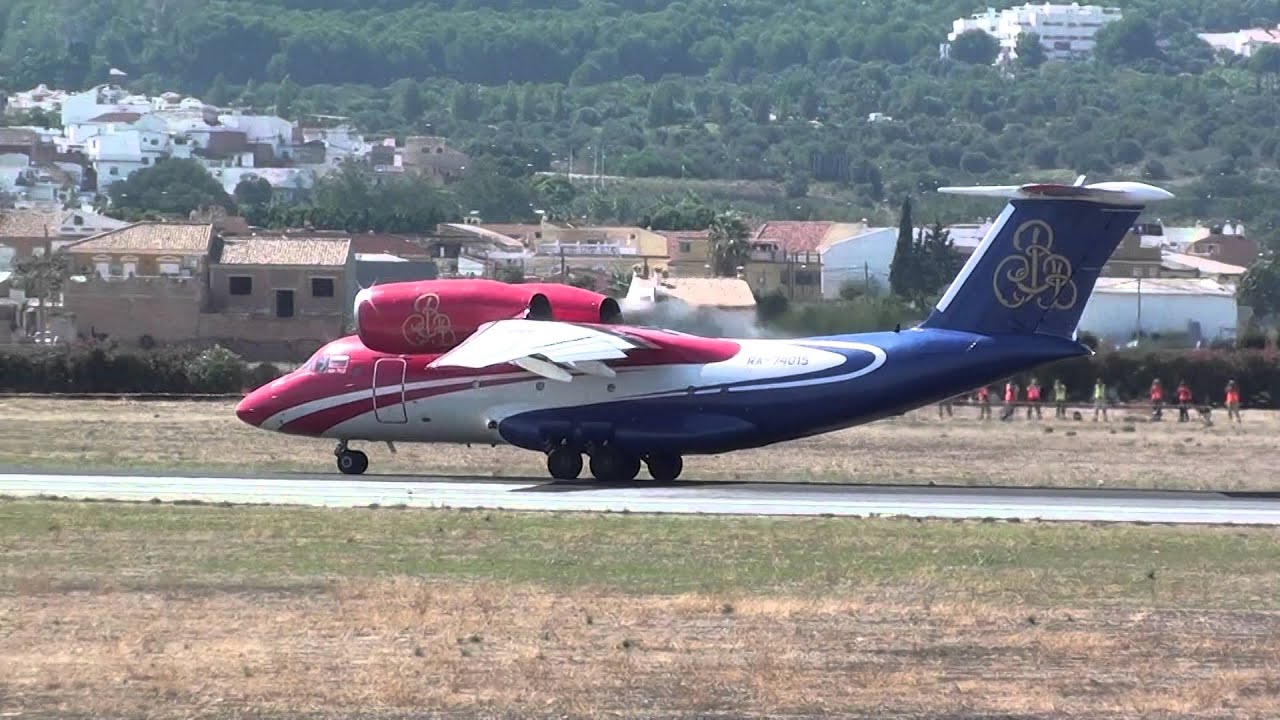 Private Antonov 74 RA-74015 Take Off Malaga LEMG