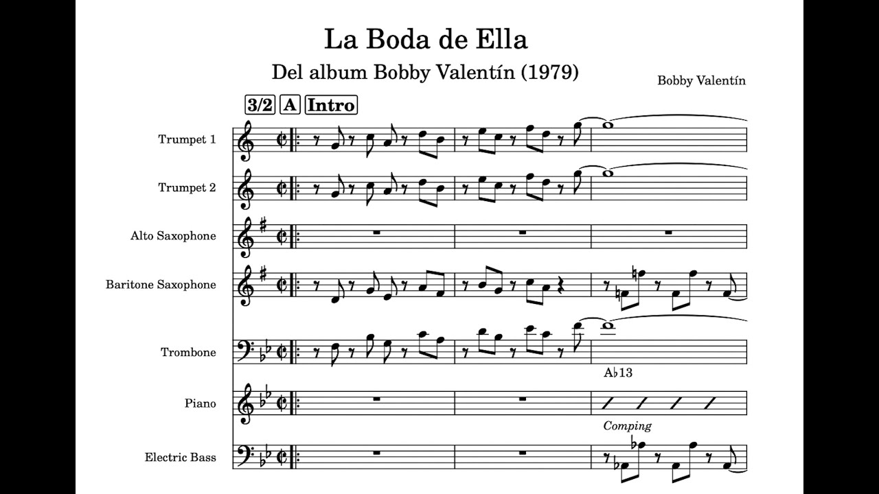 La Boda de Ella - Bobby Valent&iacute;n (Partitura de Orquesta Completa)