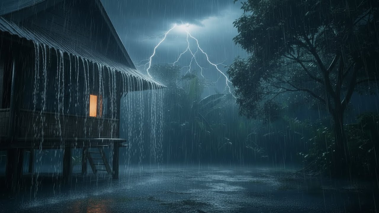 8 Hours of Heavy Rain and Loud Thunder at Night | Deep Sleep & Calm Storm Sounds