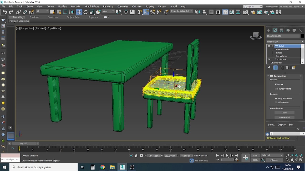 3D Çok Kolay Sandalye ve Masa Çizimi (Autodesk 3ds Max)