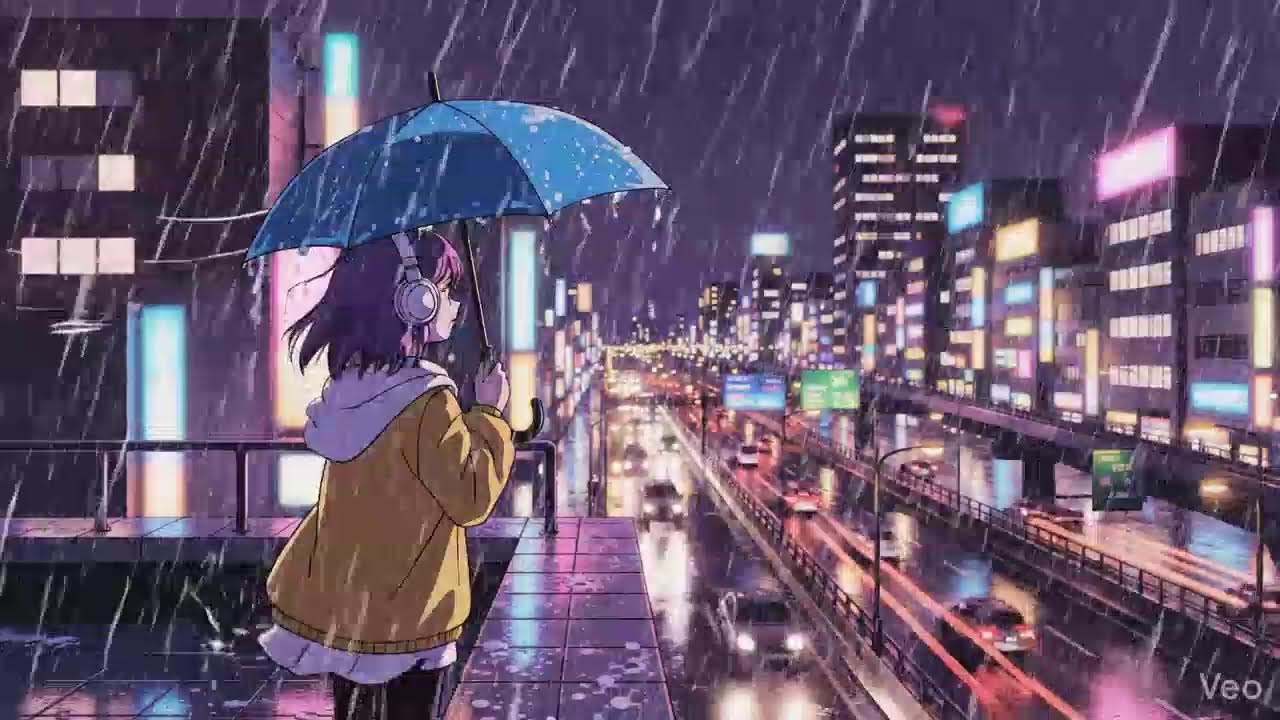 Rain Sounds in Neon City 🌧️ Lofi for Focus & Calm
