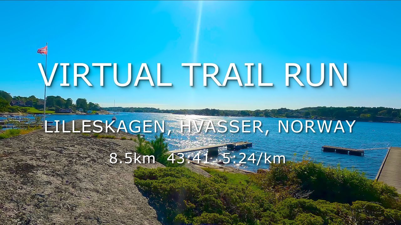 Virtual Trail Run On Hvasser Island, Norway. Stunning Beach, Woodland Scenery In Wonderful Sunshine.