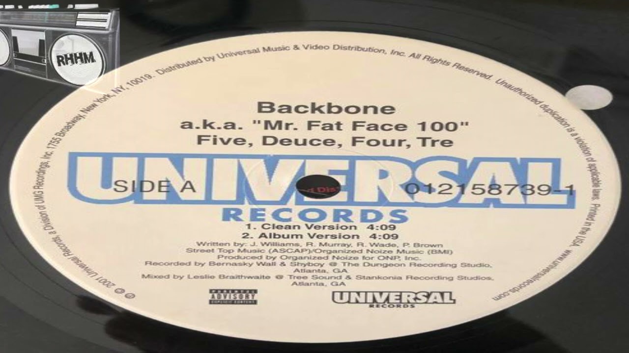 BACKBONE - FIVE, DEUCE, FOUR, TRE (a.k.a. MR. FAT FACE 100)