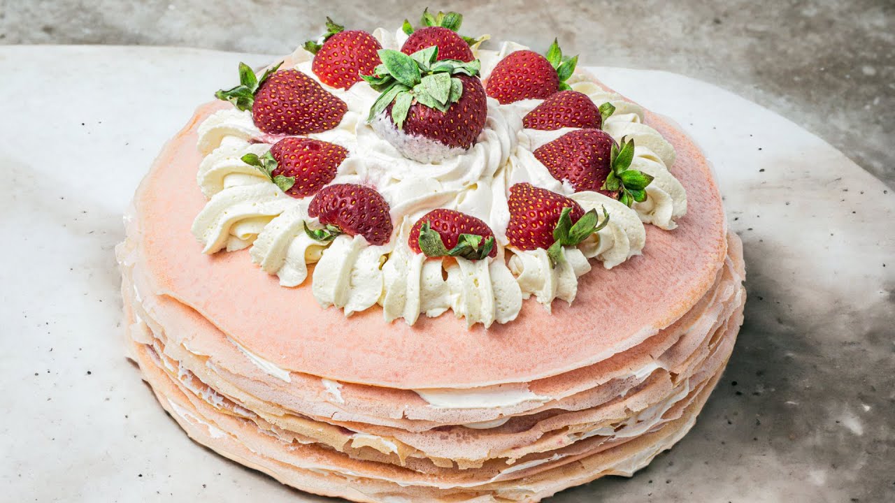 No Bake Strawberry Crepe Cake Recipe | Cake Recipe Without Oven