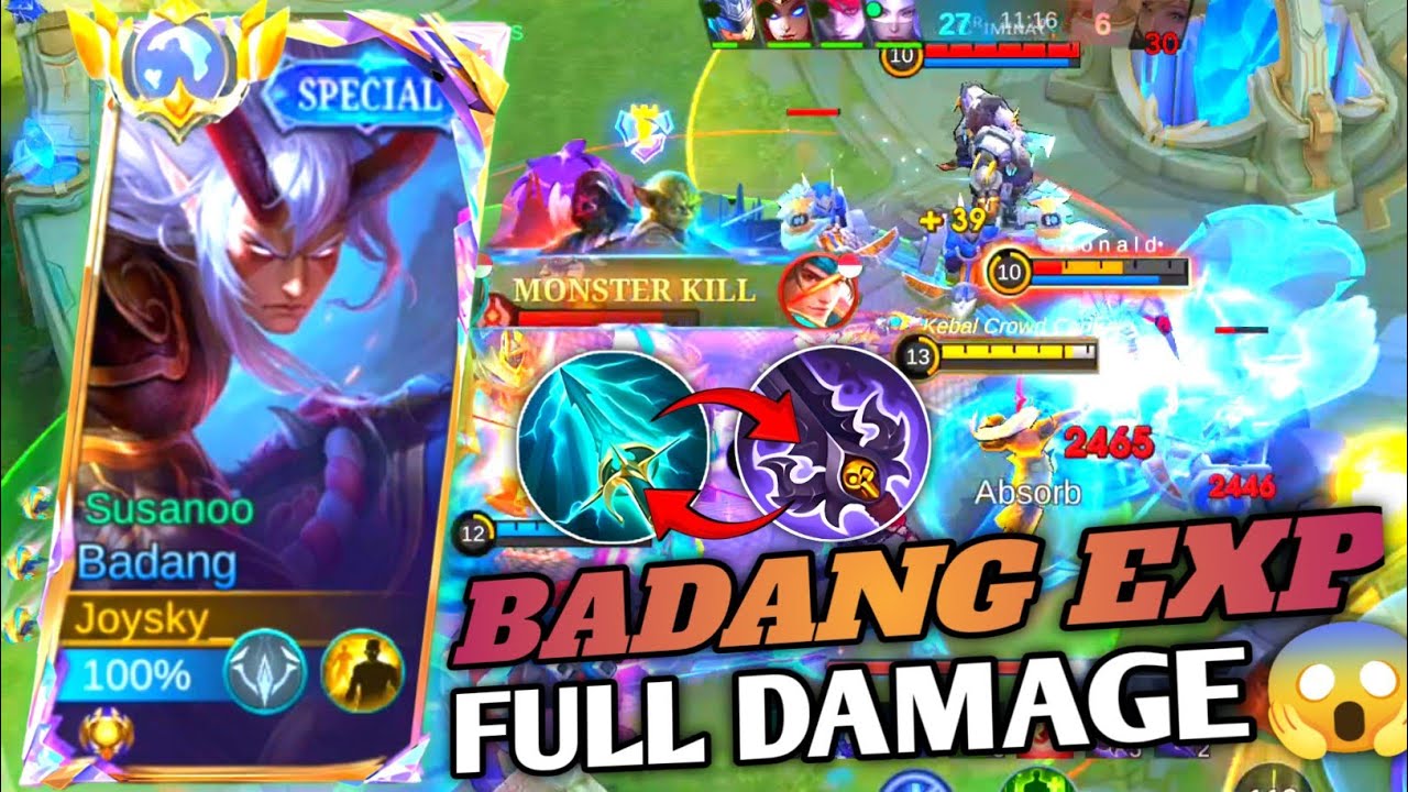 GAMEPLAY BADANG EXP FULL DAMAGE😱 SEKALI TUMBUK AUTO RATA🔥 BEGINI CARA MAINNYA💯