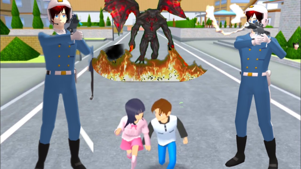  Zombie🧟 was about to capture the children when the police recovered them#sakuraschoolsimulator#vira
