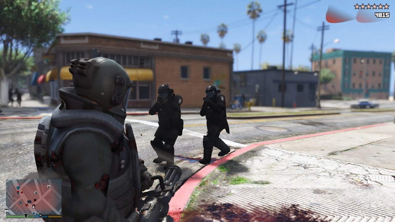 GTA V Niko Bellic's Ballistic Juggernaut Armor Suit Minigun Rampage + 10 Star Escape (RDE 4.1.2)