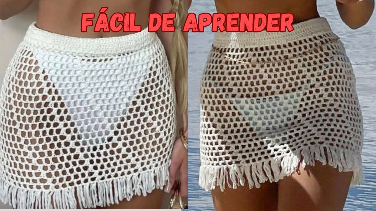 saia de crochê e saída de praia/ fácil e rápido/ versão destro