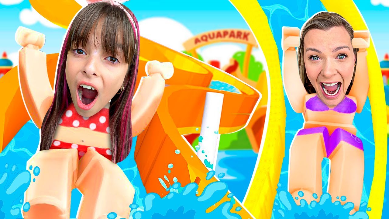 TOBOÁGUAS RADICAIS NO ROBLOX (Pool Island) | Jéssica Godar e Laurinha e Helenba e Gabriel