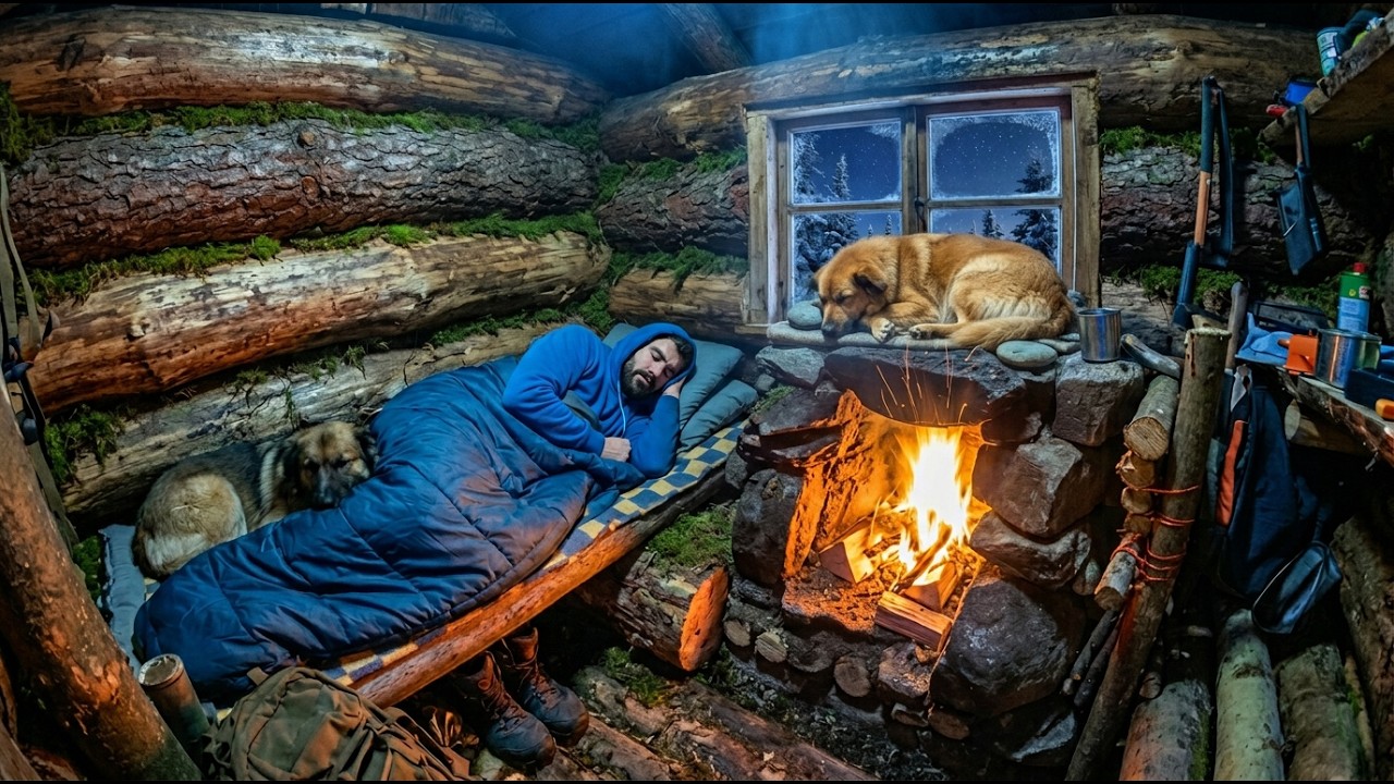 100 Days Solo: From a Secret Tree Shelter to an Epic Log Cabin (Full Project)