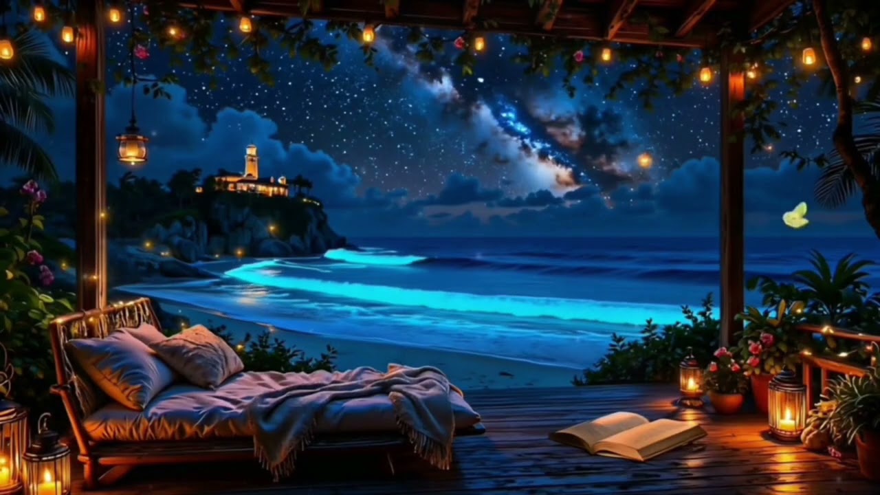 Cozy Seaside Night Retreat | Candlelit Ocean View Under the Milky Way