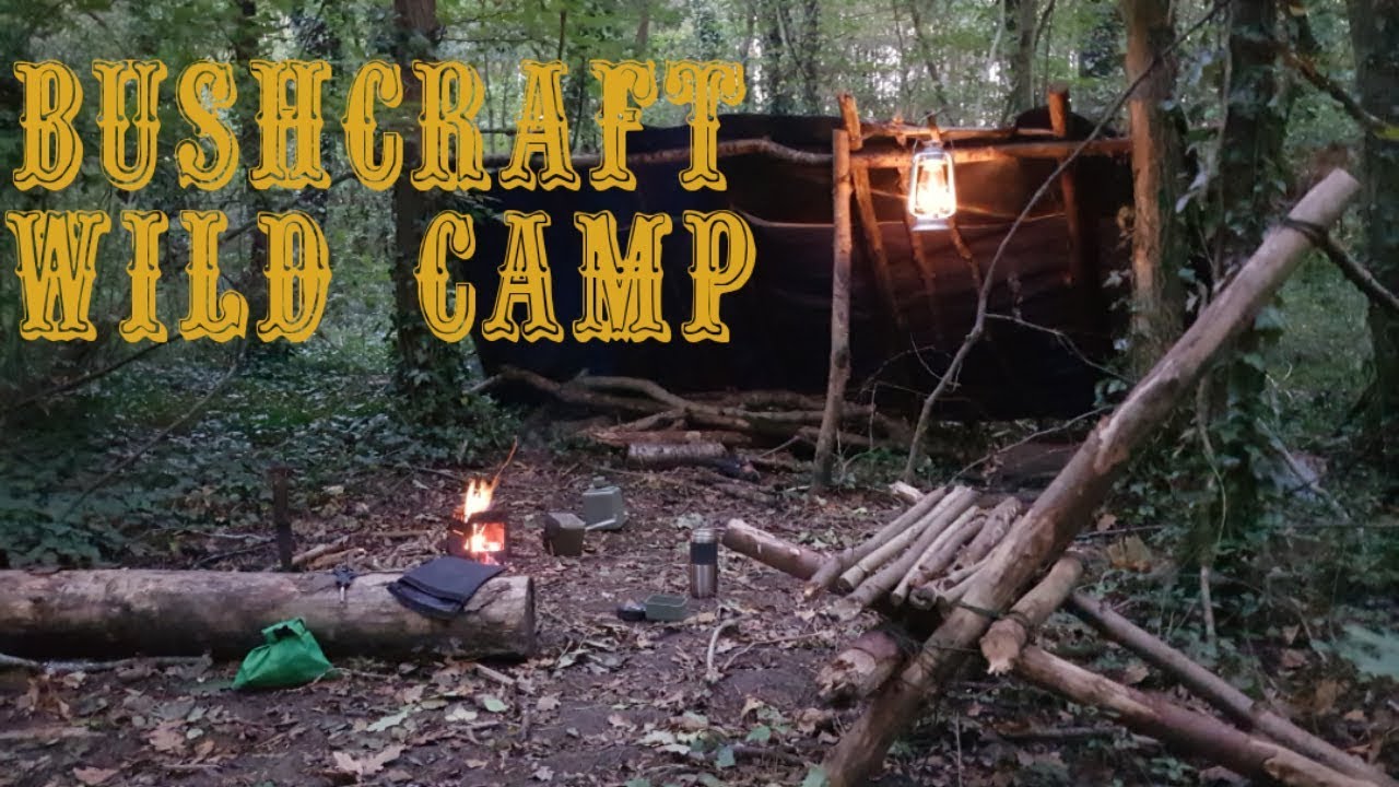 Wild camping on a budget / D.I.Y bridge Hammock.British army Basha, Folding wood stove.