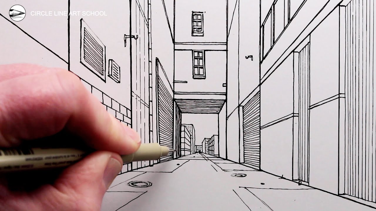 How to Draw an Alleyway using One-Point Perspective: Easy