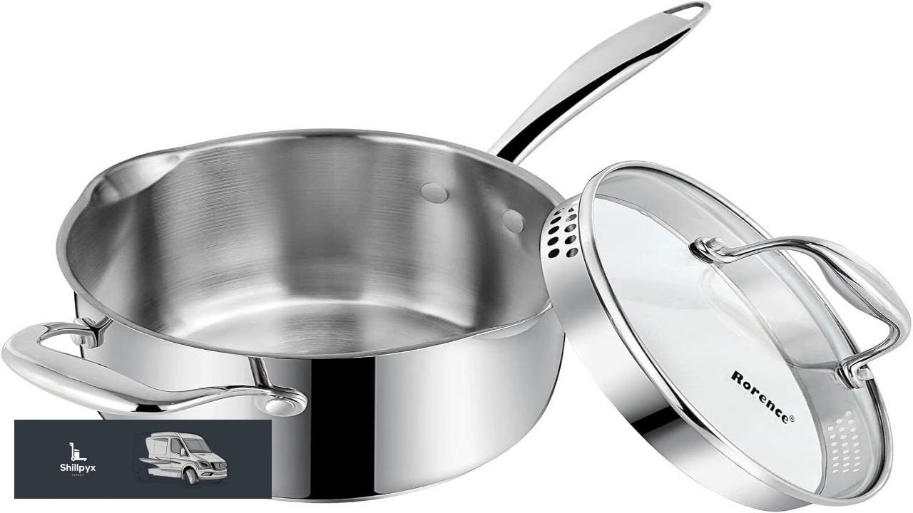 Rorence Stainless Steel Saucepan Sauce Pan with Pour Spout & Glass Lid