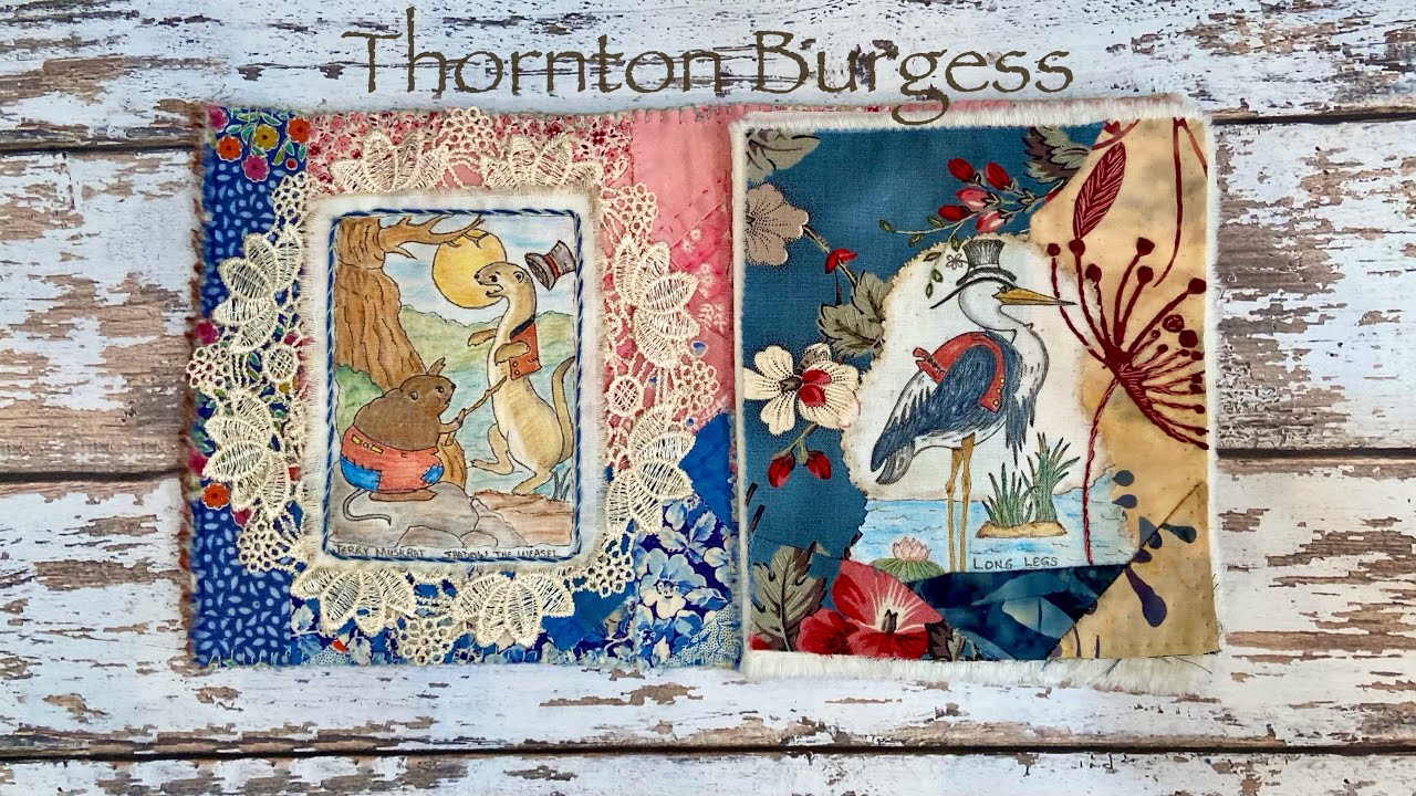 «Торнтон Берджесс» — экслибрис, первая страница, и инструкция по обработке неровных краев ткани.