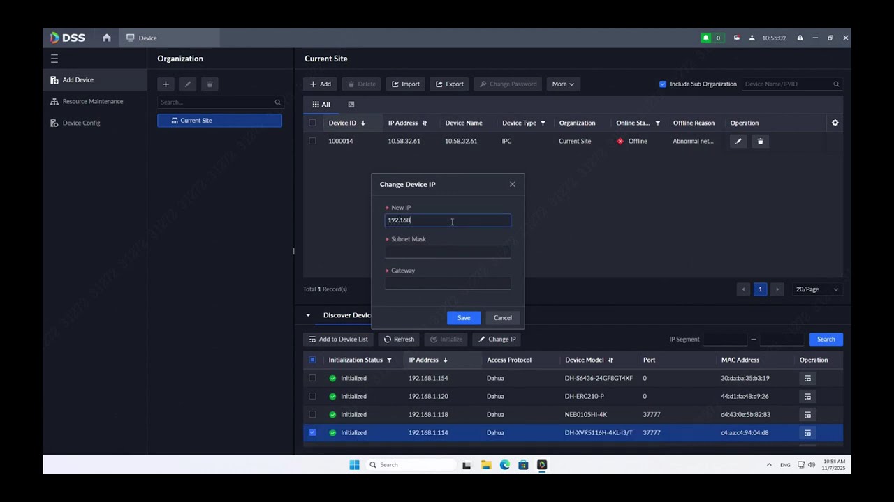 DHCA-DSS - 06. DSS Basic  How to change the IP address of XVR in DSS