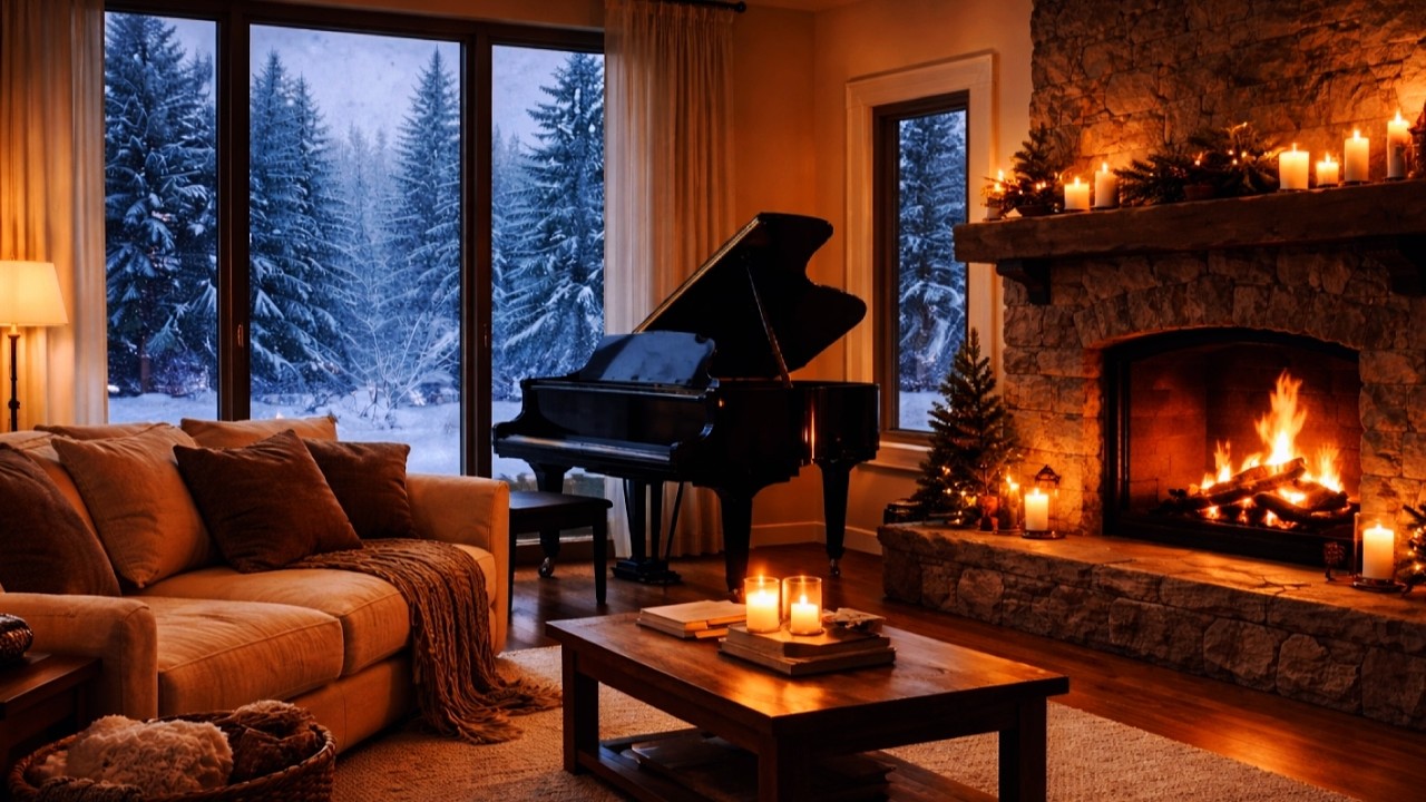 8 Hours of Relaxing Piano & Crackling Fireplace Sounds for Study, Focus & Sleep