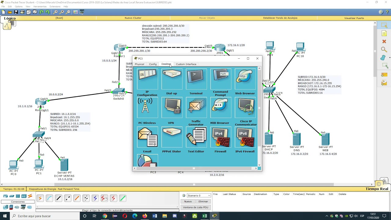 Packet Tracer. Ejercicio con Subredes y Rutas Estáticas.