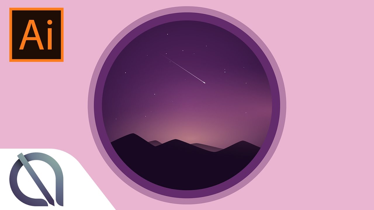 Night Landscape - Making process - Illustrator