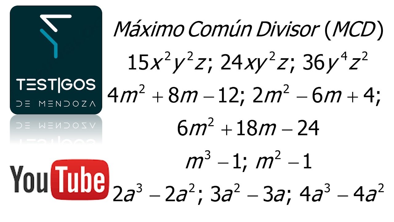MÁXIMO COMÚN DIVISOR (MCD), PARA EXPRESIONES ALGEBRAICAS. EJERCICIOS