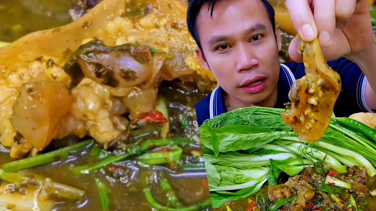 แกงขี้เหล็กใส่ขาวัว ผักอีตู่ชีลาวหอมๆแซ่บๆ