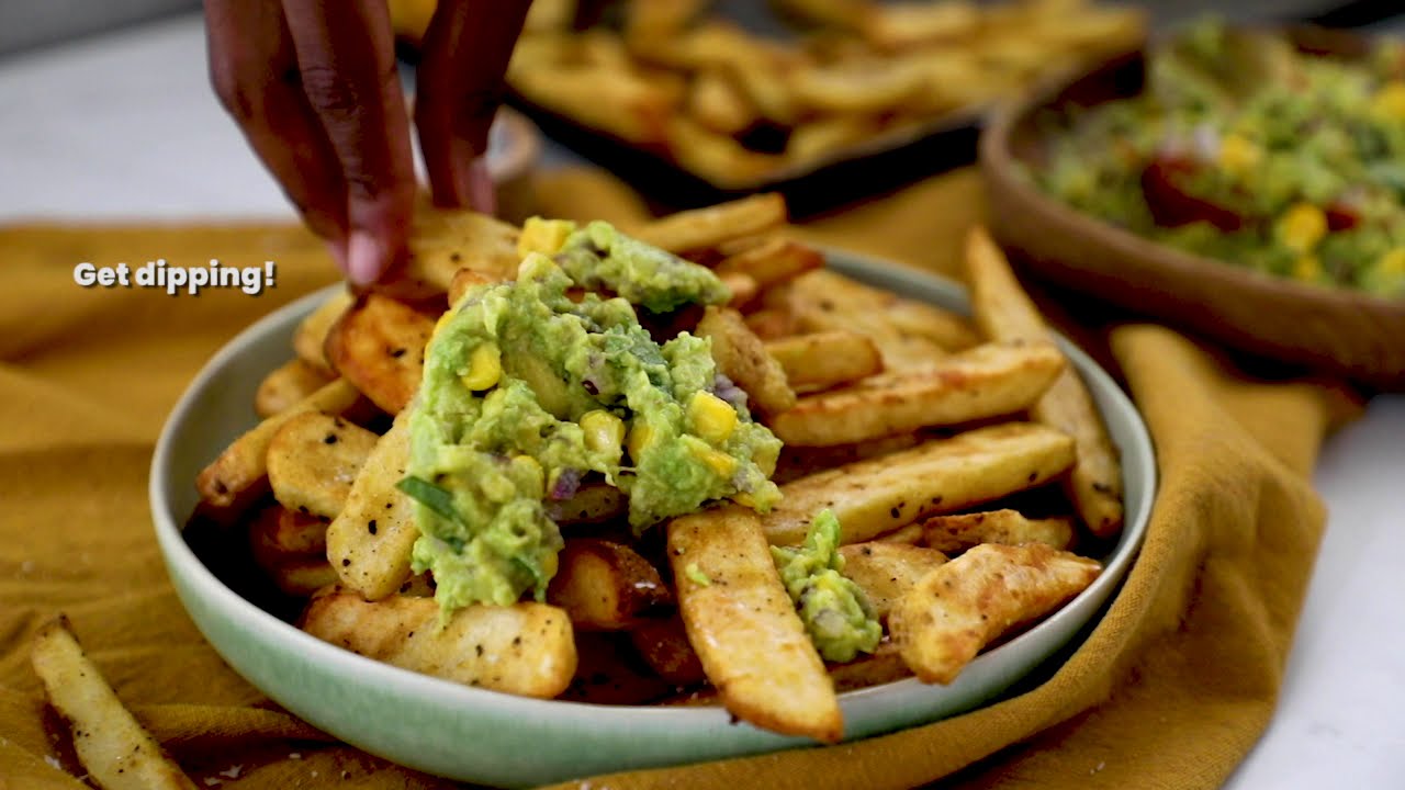 Family Style McCain Oven Chips with loaded Guacamole Dip