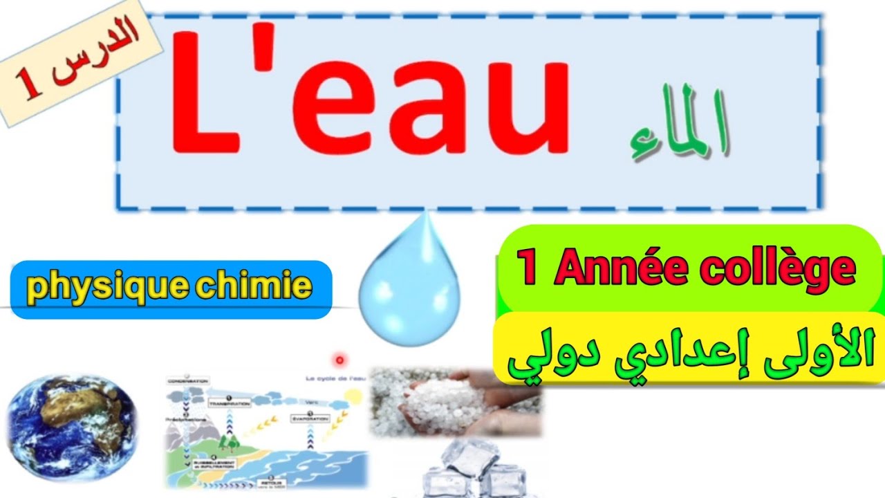 l'eau 1 année collège / l'eau dans notre environnement الماء في الطبيعة الأولى إعدادي