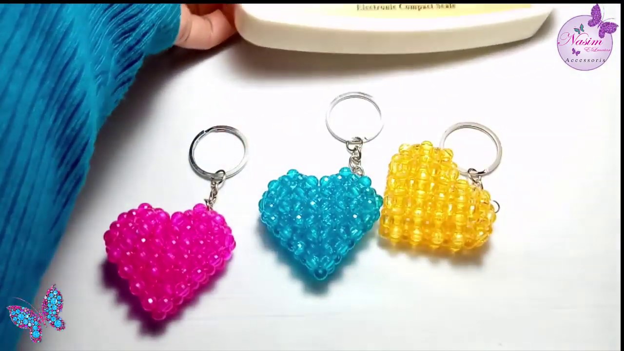 طريقة عمل ميدالية  قلب منفوخ من الخرز ❤💖
