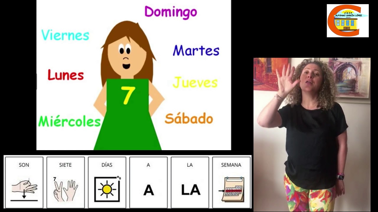 DÍAS DE LA SEMANA CON LENGUA DE SIGNOS Y PICTOGRAMAS