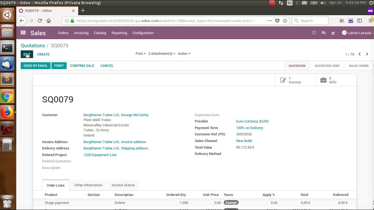 Delete sales order line from invoice