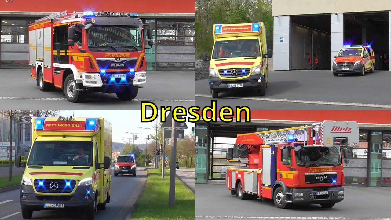 Einsatzfahrten der Berufsfeuerwehr und Rettungsdienst der Stadt Dresden