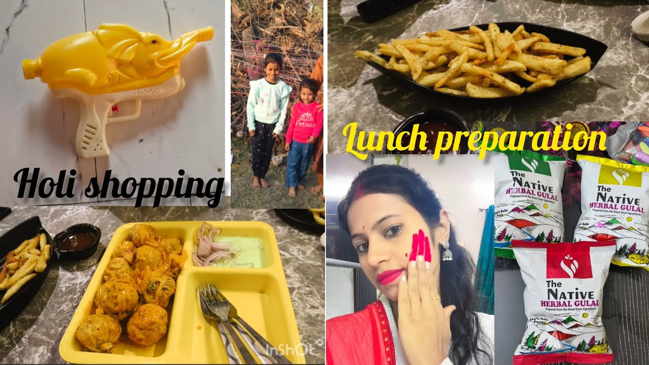 Lunch preparation and holi shopping🫟/lunch ki tyari or Holi ki shopping ki/holi vibes/Happy Holi🥳🥰