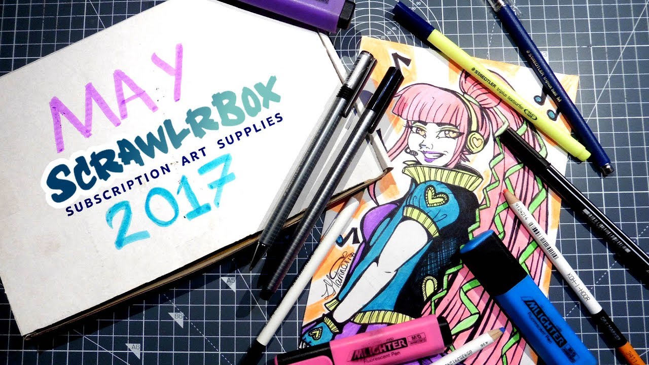 SCRAWLRBOX HIGHLIGHTER CHALLENGE! w/ Speedpaint and Unboxing - MAY 2017