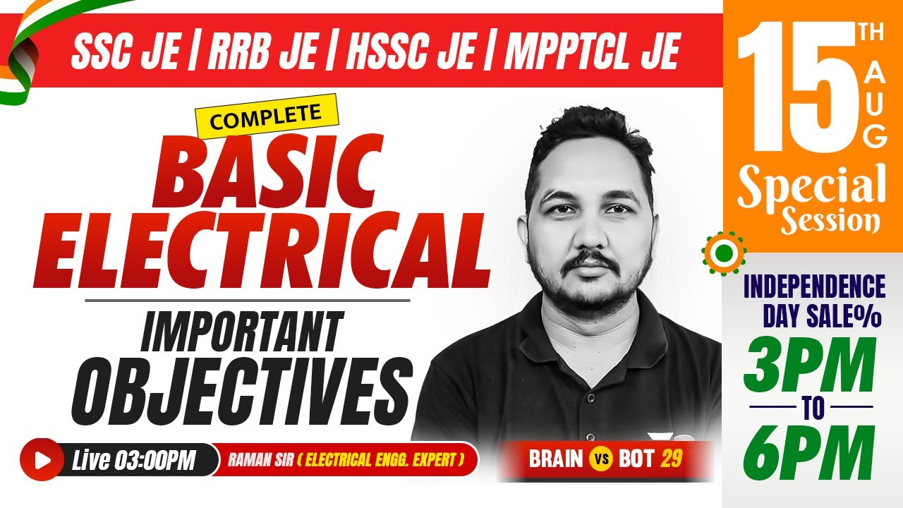 29-All JE Electrical🔥Basic Electrical Important Objectives by Raman sir🚀BRAIN vs BOT Series
