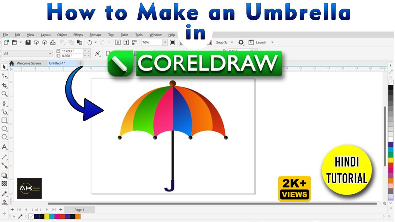 How to Make an Umbrella in CorelDraw | CorelDraw Design | Tutorial in Hindi