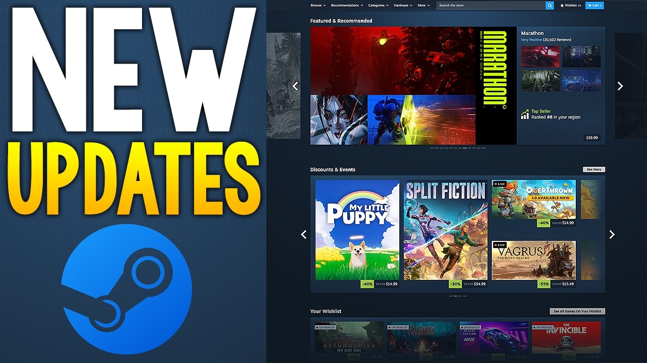 В Steam Store только что анонсированы новые обновления и функции!