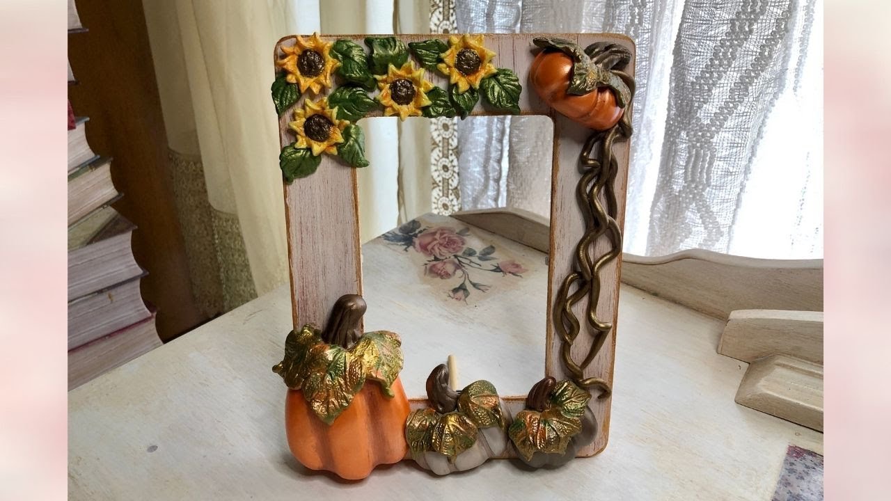 Marcos decorados de  otoño con la porcelana fria / Autumnal frame in cold porcelain